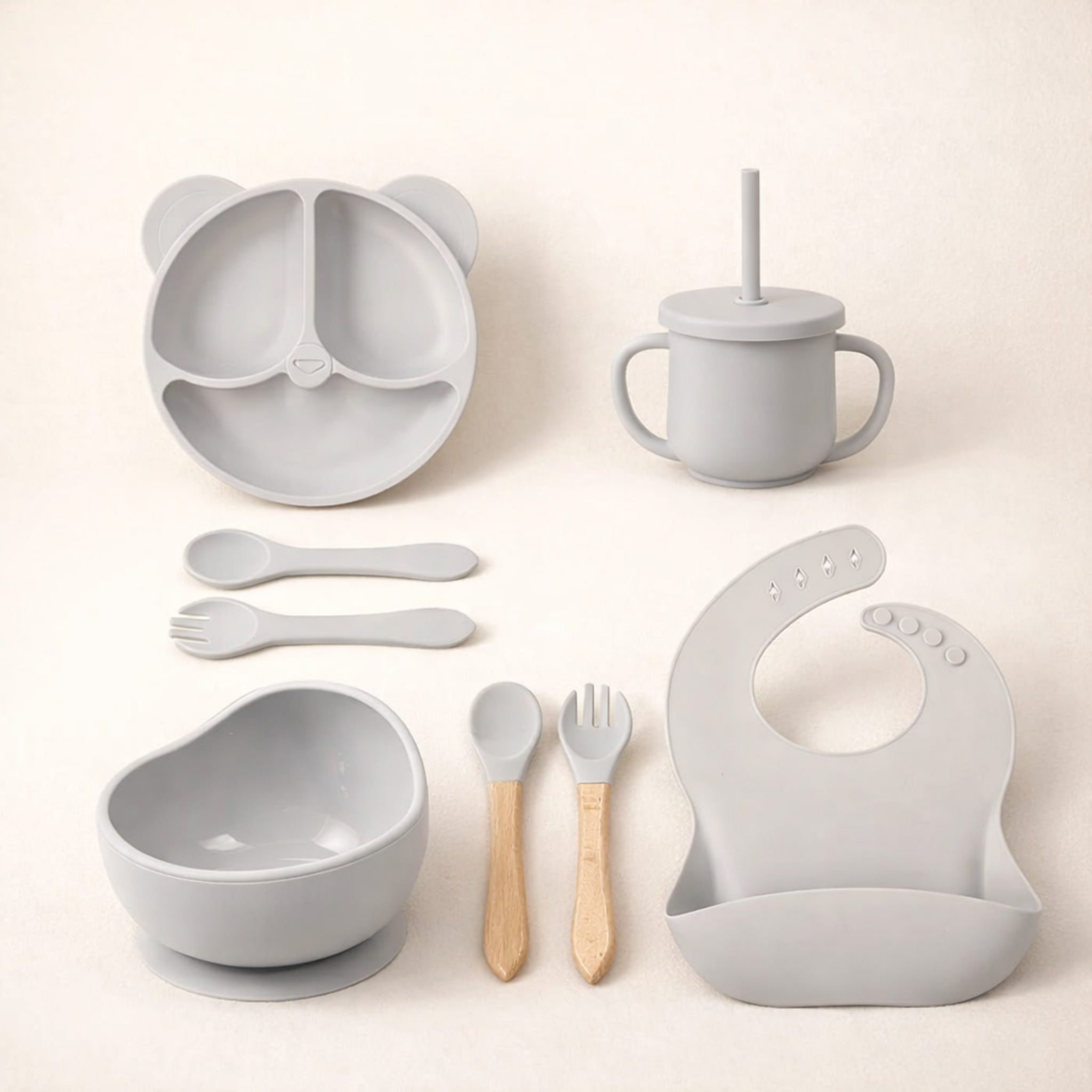 Juego de alimentación infantil de silicona