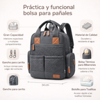 Mochila pañalera de mezclilla práctica y organizada