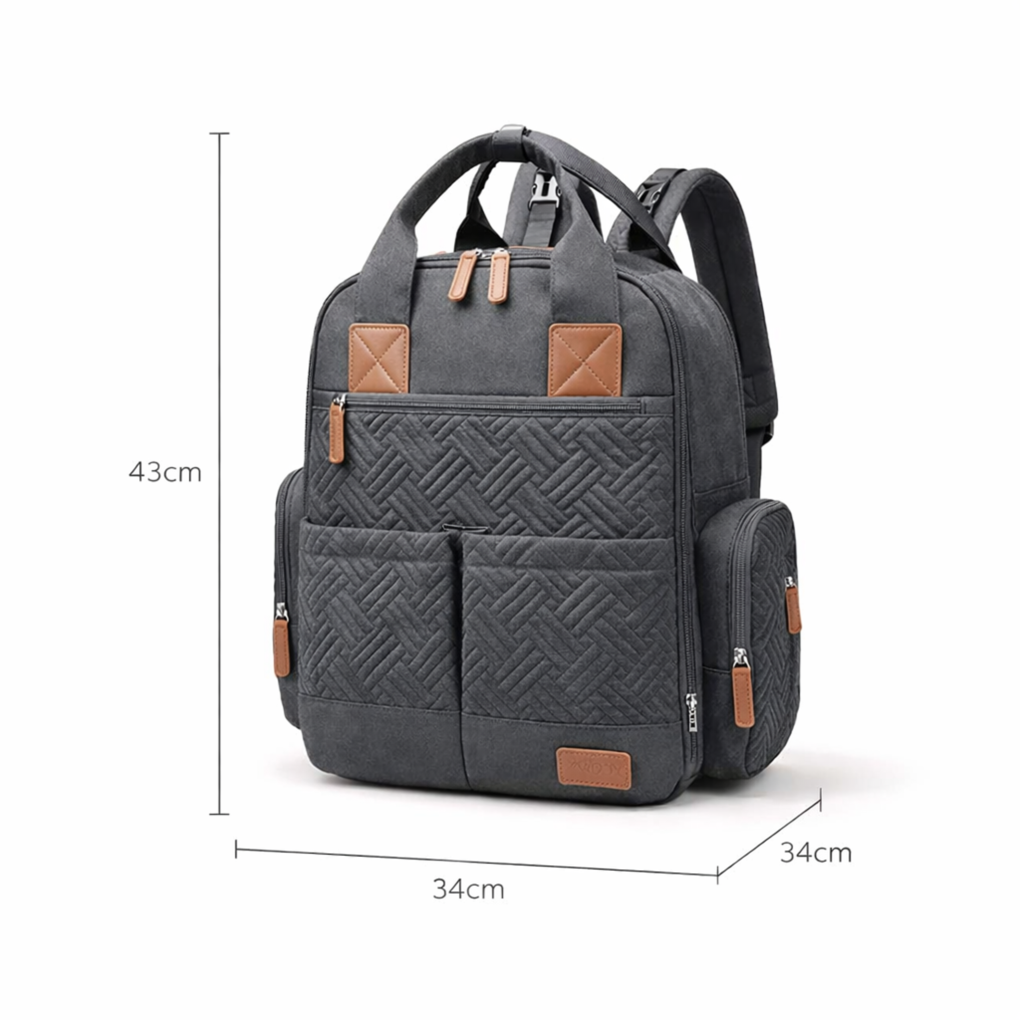 Mochila pañalera de mezclilla práctica y organizada