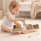 Juguete Montessori de enhebrado animal madera
