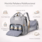 Mochila pañalera multifuncional con cuna portátil
