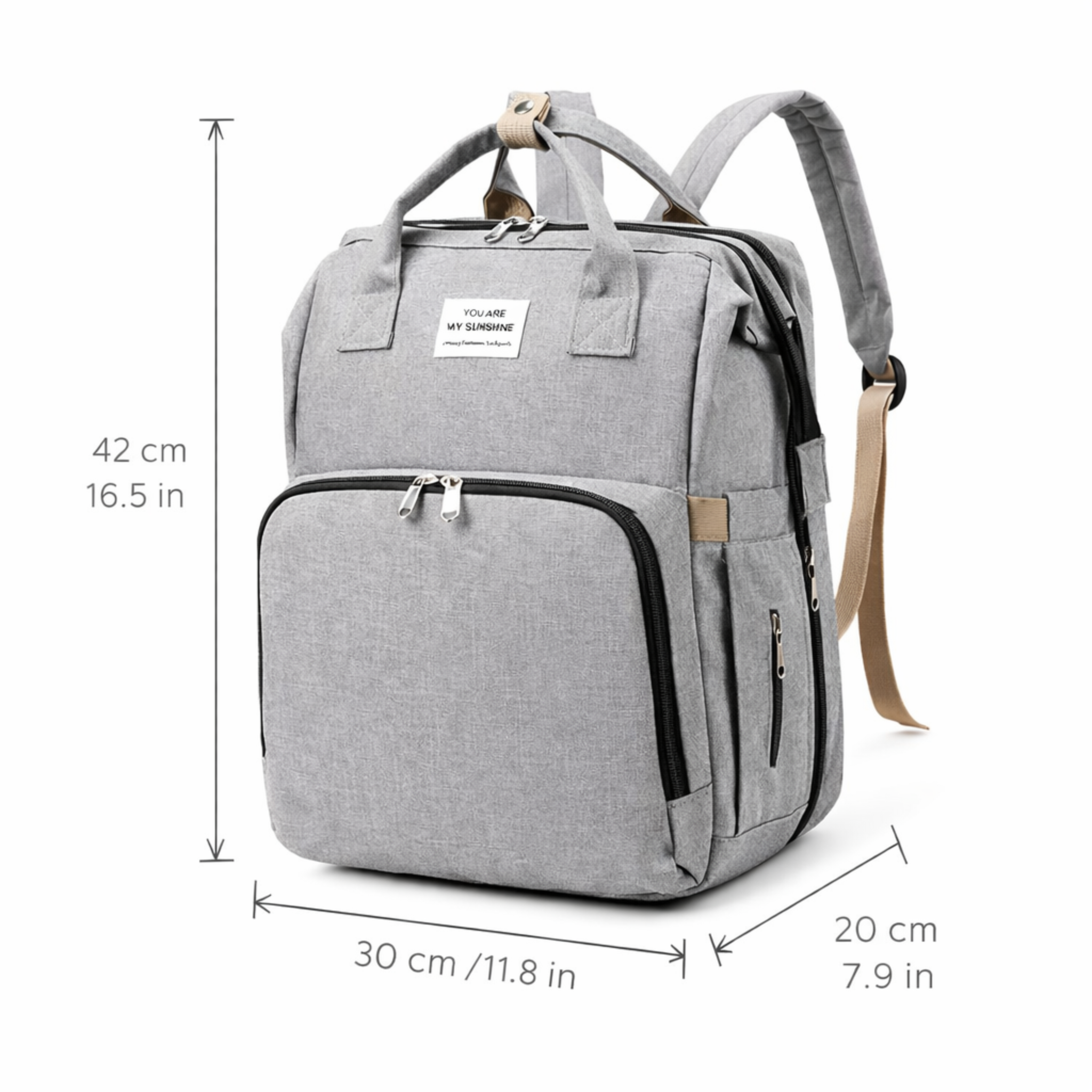 Mochila pañalera multifuncional con cuna portátil