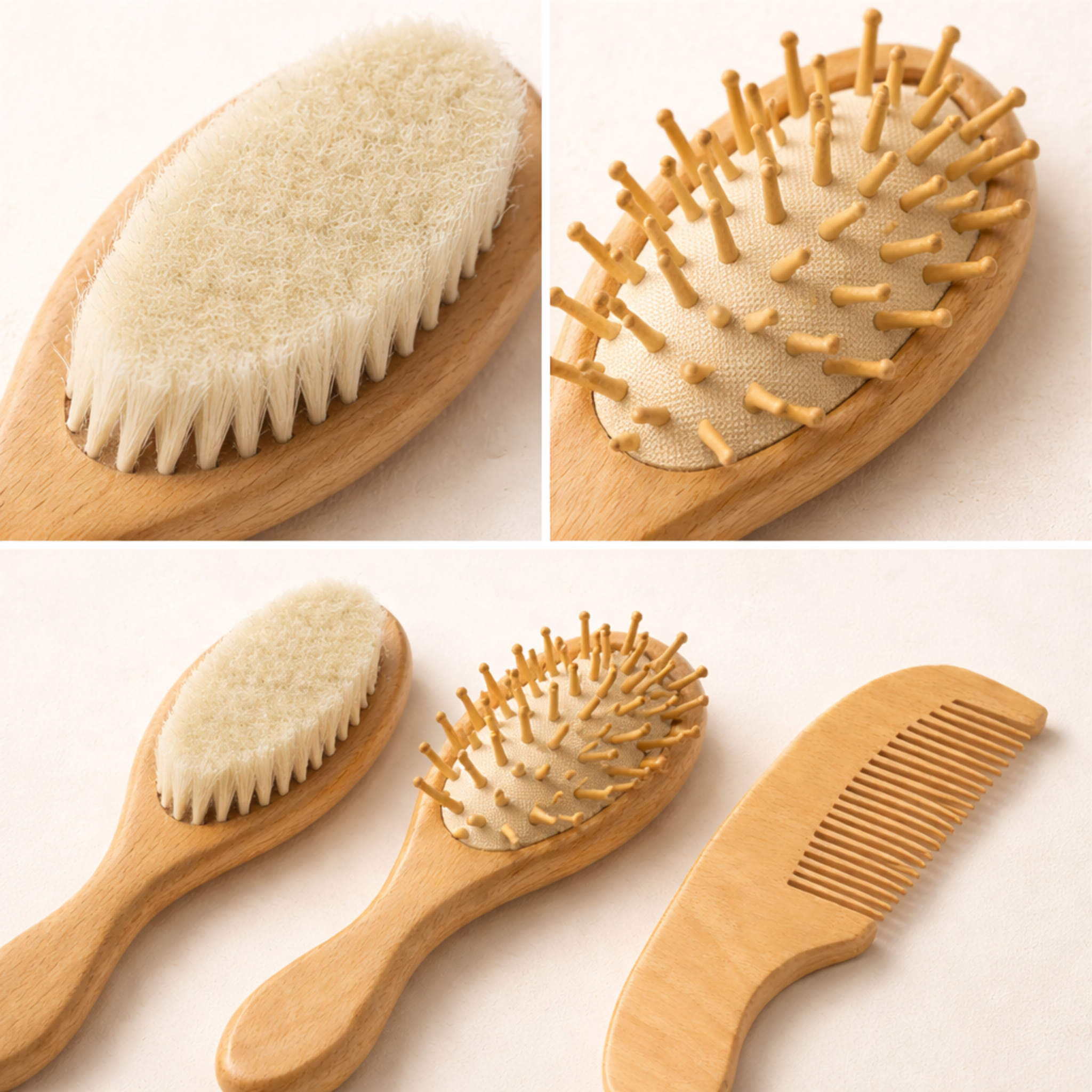 Set cepillo y peine de madera bebé