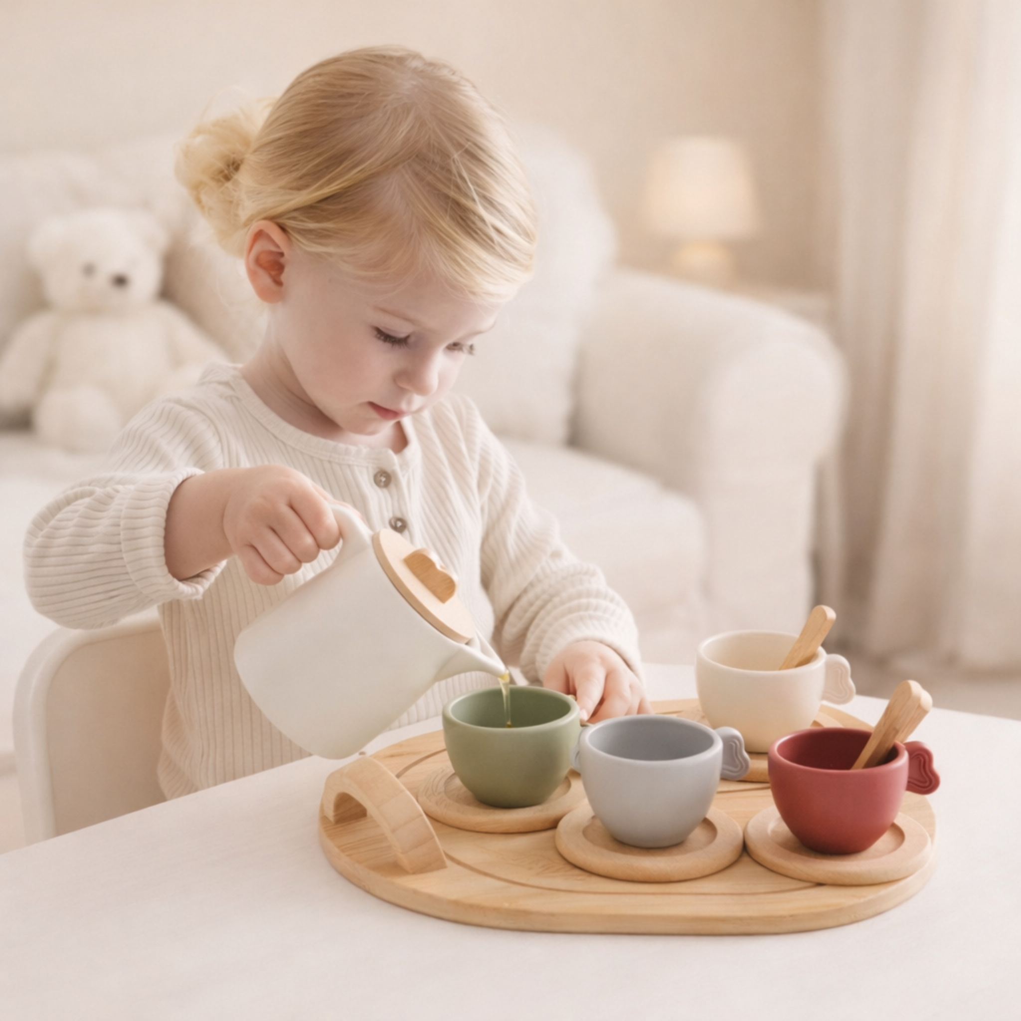 Set de té montessori madera y silicona
