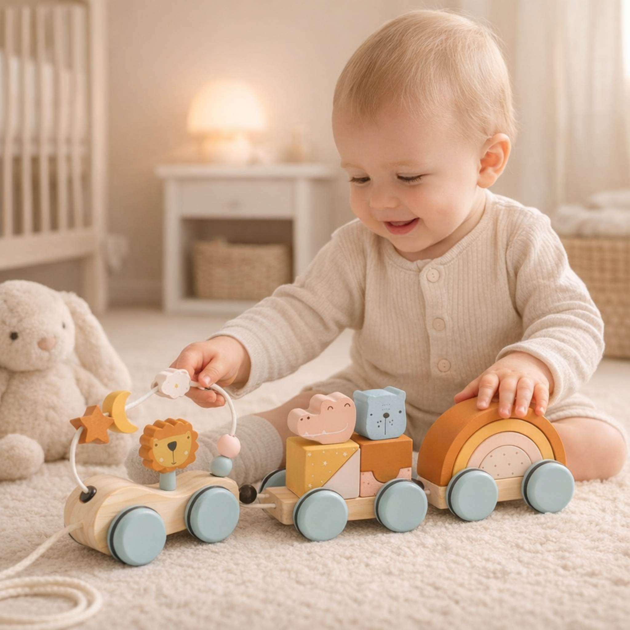 Tren Montessori de madera educativo