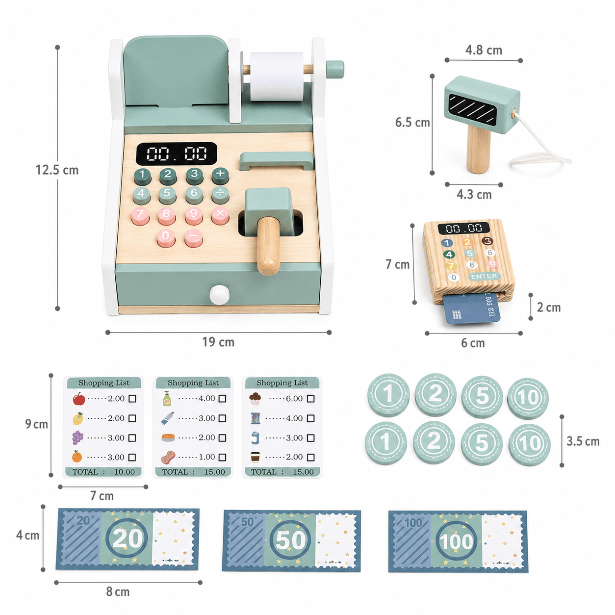 Caja Registradora de Madera · Juego Simbólico Montessori Green - Baby Lúa