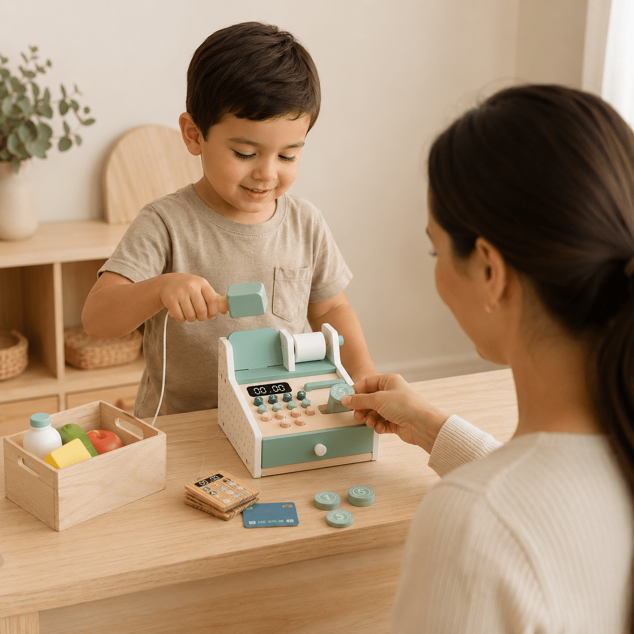 Caja Registradora de Madera · Juego Simbólico Montessori Green - Baby Lúa