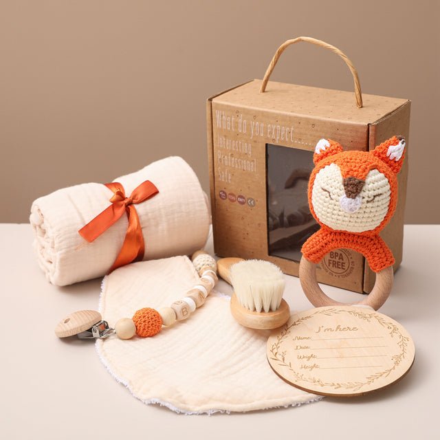 Gift Set Recién Nacido Hello World · Muselina, Elefante y Sonajero Elephant 6PCS Set - Baby Lúa