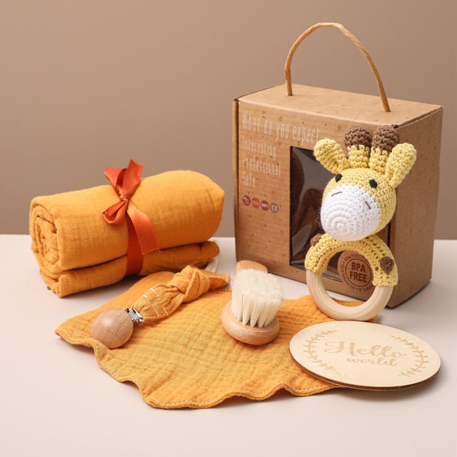 Gift Set Recién Nacido Hello World · Muselina, Elefante y Sonajero Elephant 6PCS Set - Baby Lúa