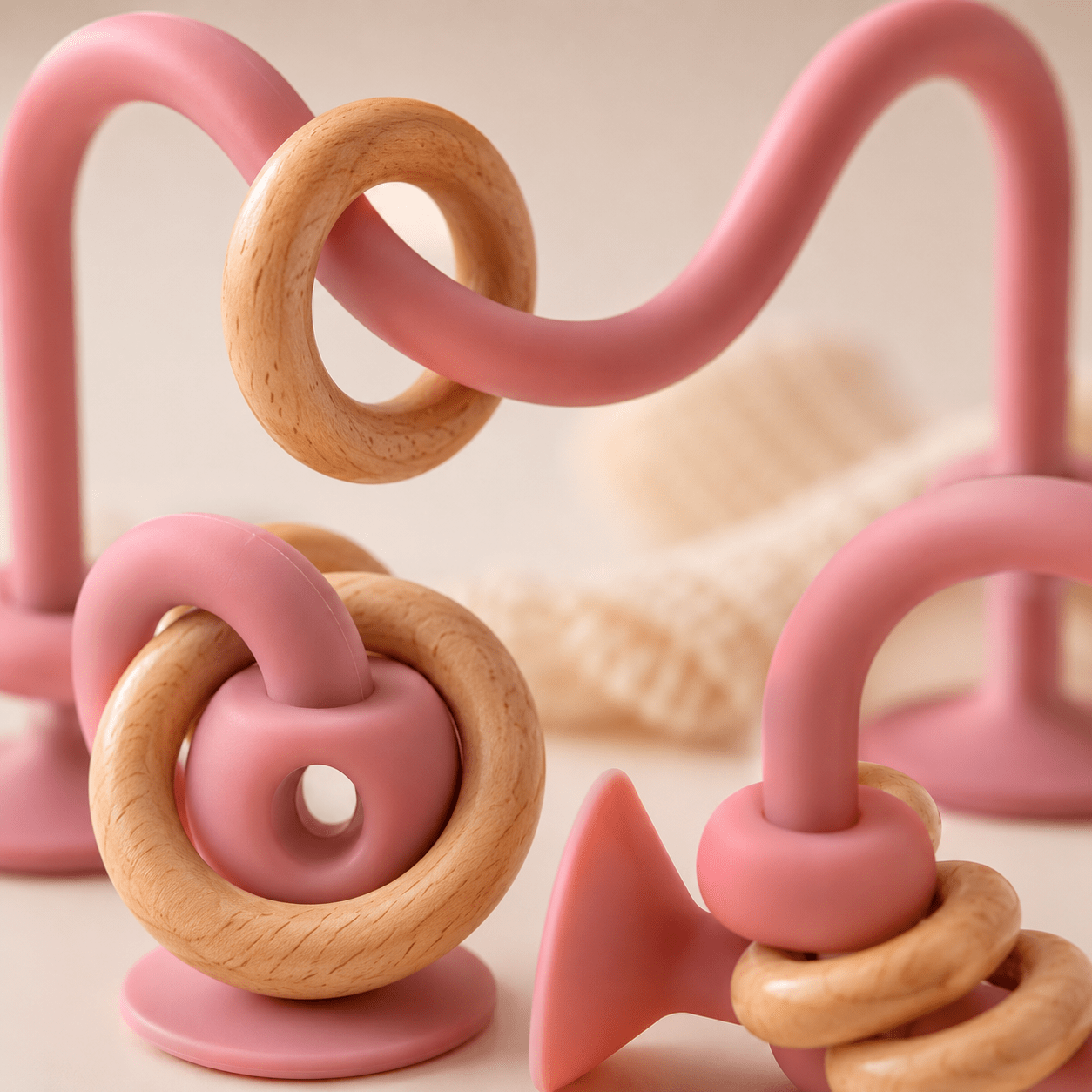 Laberinto Sensorial Montessori · Silicona y Madera · 0-3 años Light Pink - Baby Lúa