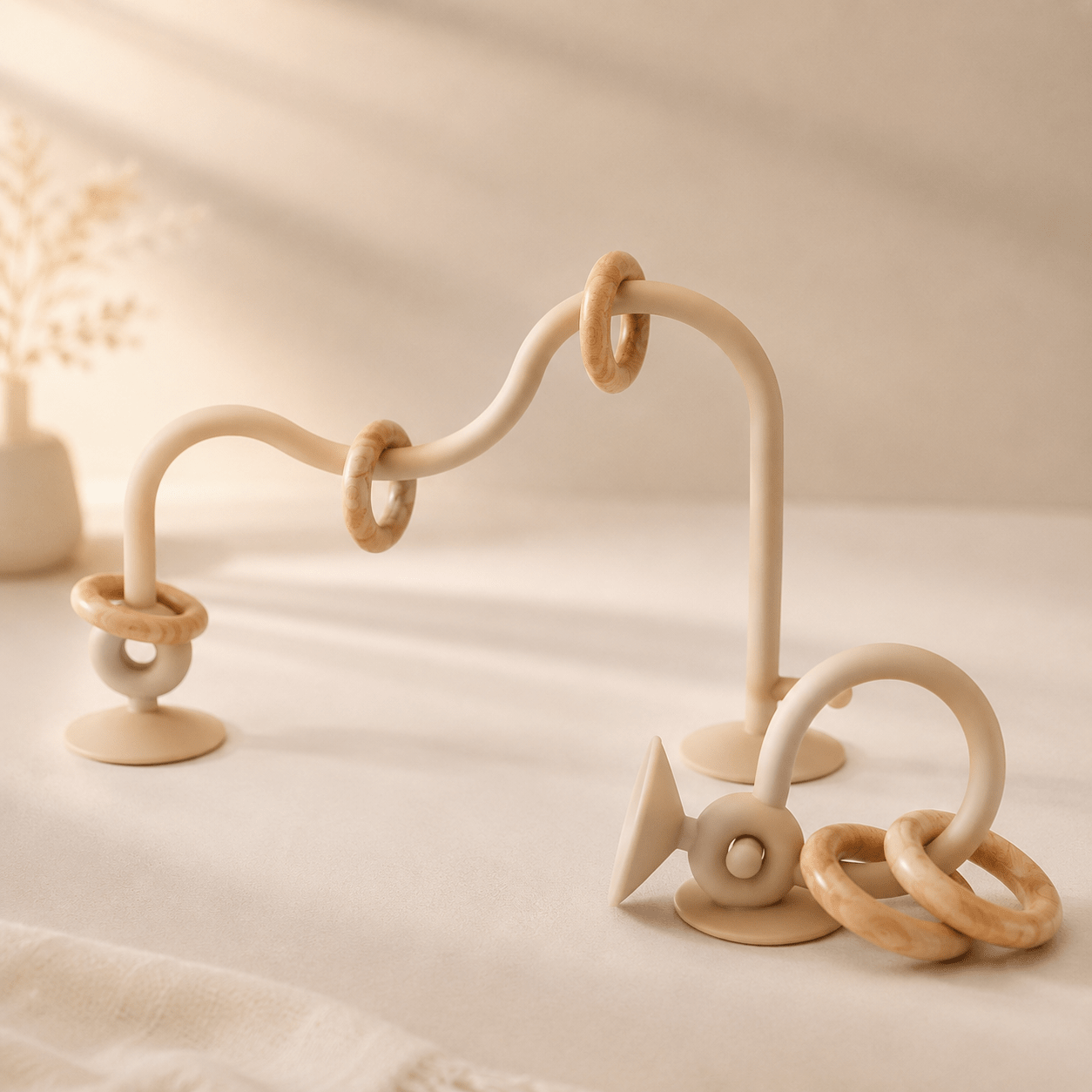 Laberinto Sensorial Montessori · Silicona y Madera · 0-3 años Beige - Baby Lúa
