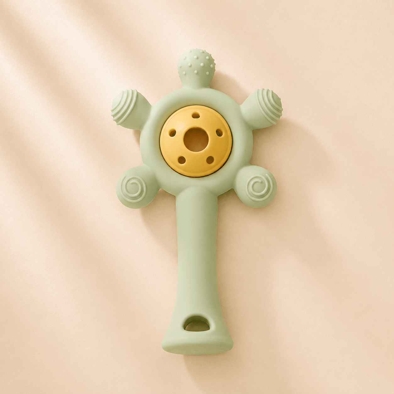 Mordedor Sonajero 2 en 1 · Silicona Suave · Colores Pastel Green - Baby Lúa