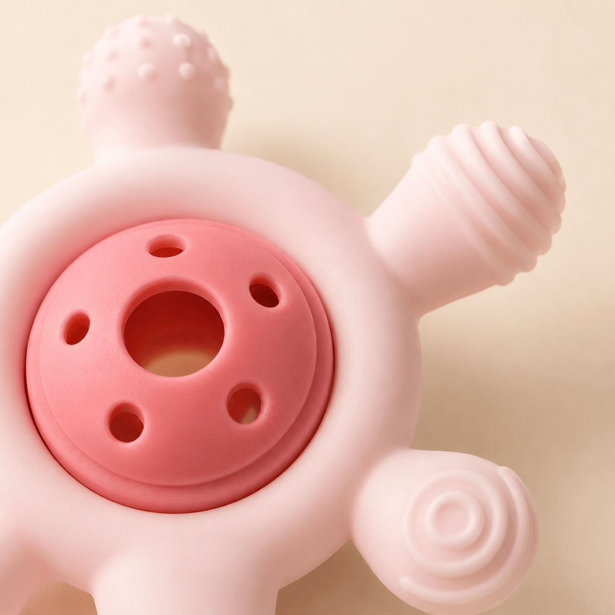 Mordedor Sonajero 2 en 1 · Silicona Suave · Colores Pastel Pink - Baby Lúa