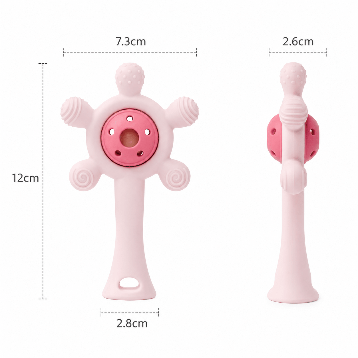 Mordedor Sonajero 2 en 1 · Silicona Suave · Colores Pastel Pink - Baby Lúa