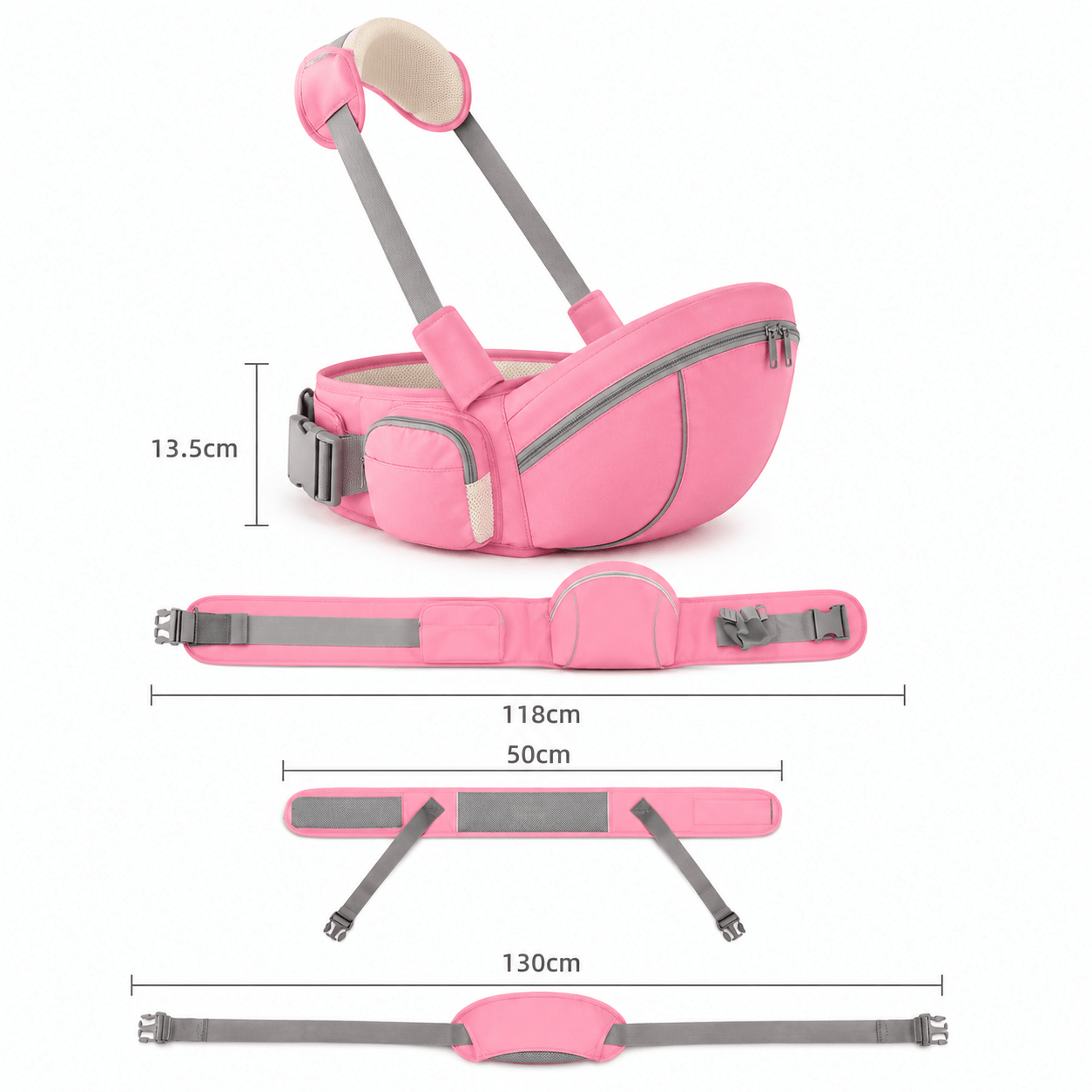 Portabebés Ergonómico con Asiento de Cadera · Baby Lúa ROSA - Baby Lúa