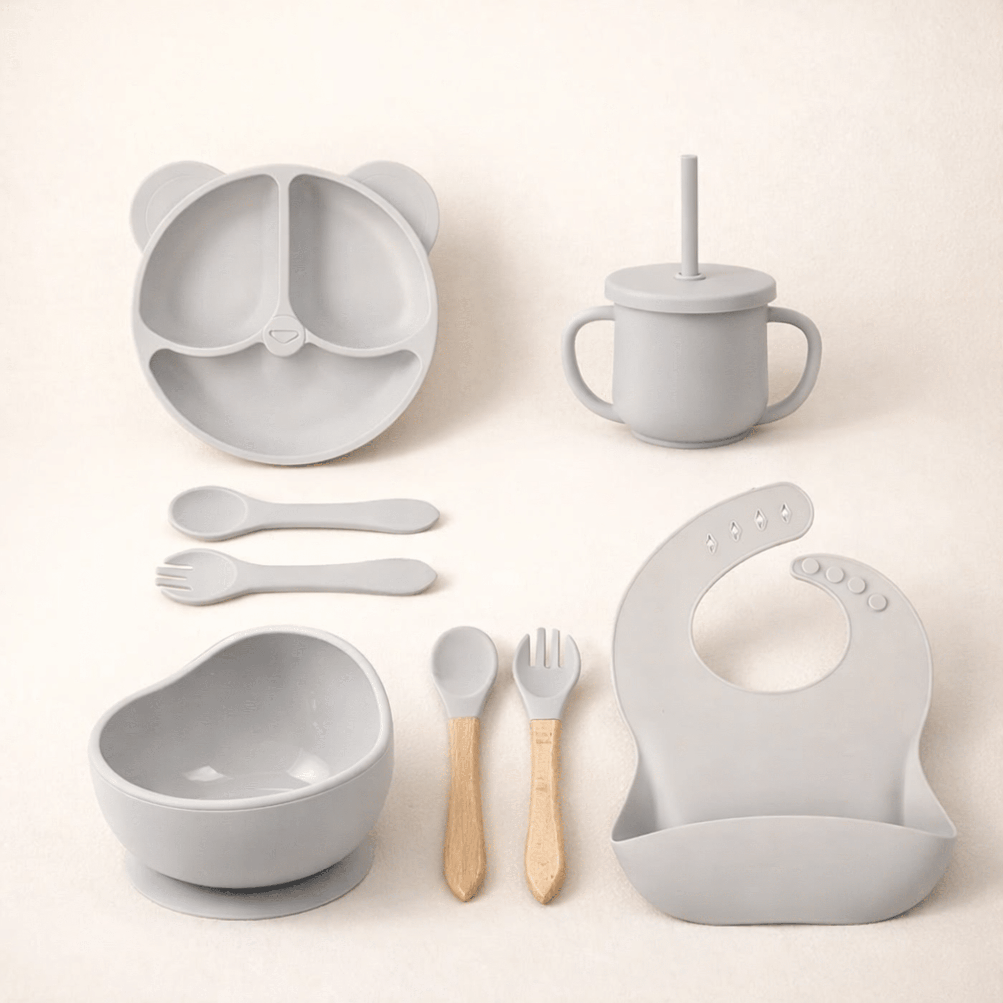Set de alimentación de silicona para bebé, 8 piezas - Baby Lúa