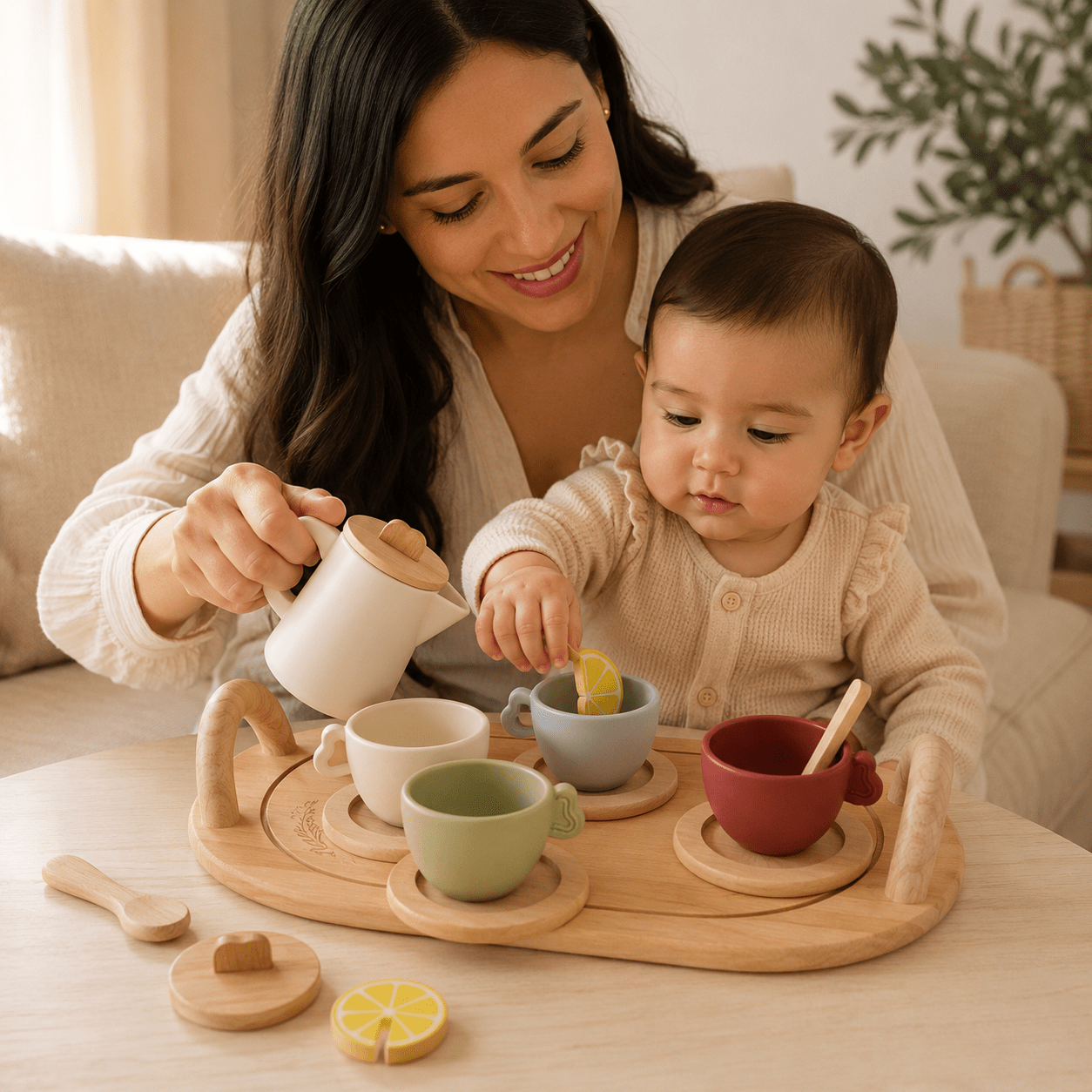 Set de Té Montessori de Madera y Silicona Baby Lúa With Base - Baby Lúa