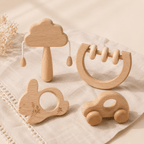 Set Montessori de Madera Natural · Sonajero · 0-12 Meses Set - Baby Lúa