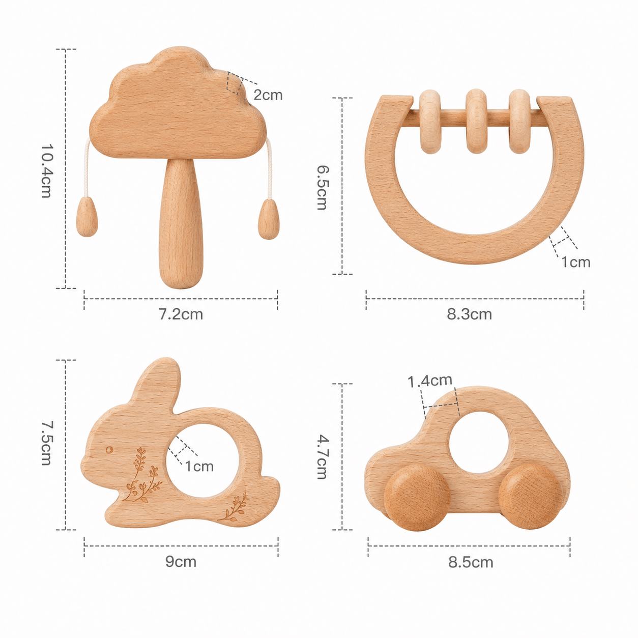 Set Montessori de Madera Natural · Sonajero · 0-12 Meses Set - Baby Lúa