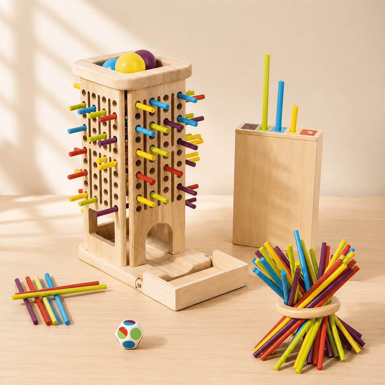Torre Montessori de Madera | Juego Educativo 4-6 años Hexagonal Wooden Stick - Baby Lúa