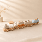 Tren de Cumpleaños de Madera Montessori | 1 a 5 años Wooden Train - Baby Lúa