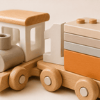 Tren de Cumpleaños de Madera Montessori | 1 a 5 años Wooden Train - Baby Lúa